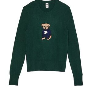 Deep Forest Green Dog Knitted Jumper Victoria secret pink